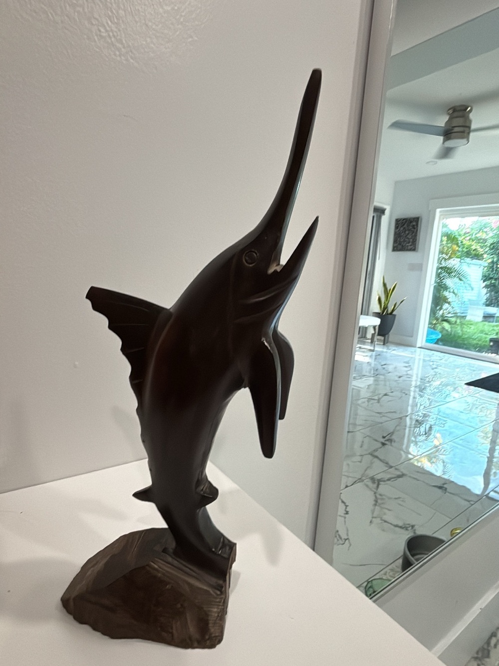 Handcrafted MARLIN Black Wood Sculpture | Home Art Coastal Accent ⚓️